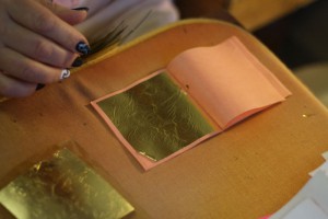 Gold leaf mosaic tile