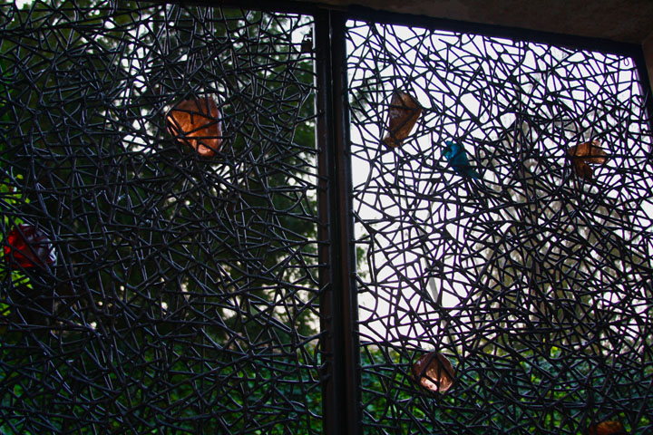 Gate in metal and Glass designed by Claire Falkenstein for the Peggy Guggenheim collection in Venice, Detail