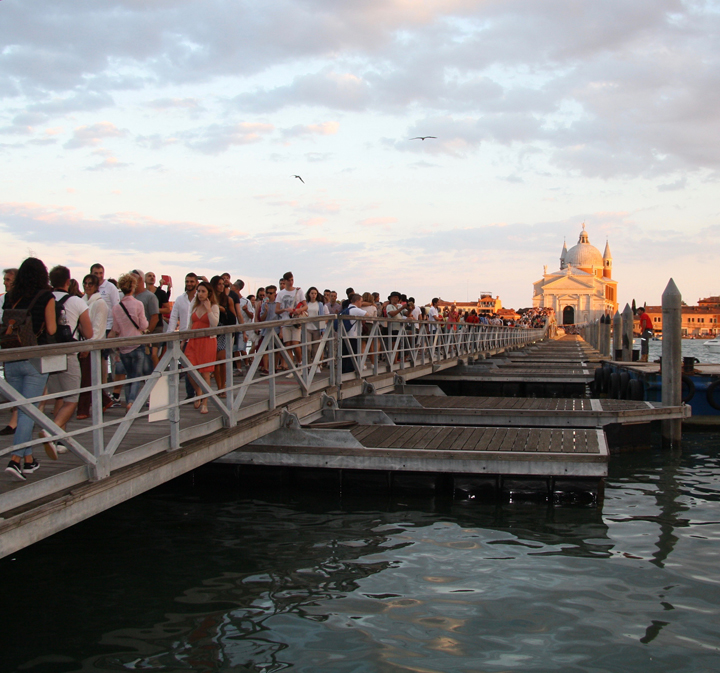 Venice, Giudecca island, floating pontoon to the Redentore Church
