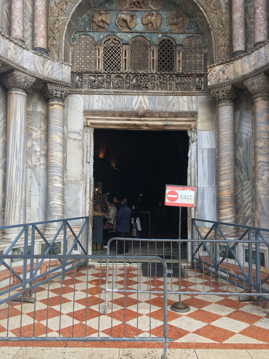 Venice, St Mark's church, entrance for visitors in a wheelchair
