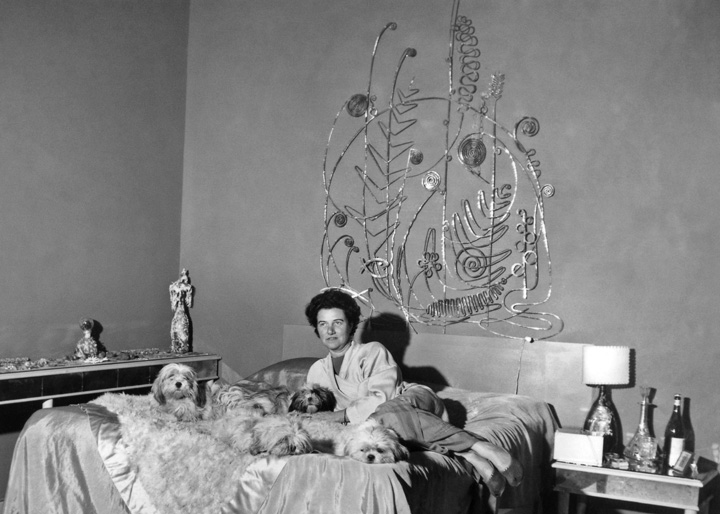 Peggy Guggenheim and the headboard by Alexander Calder, Venice