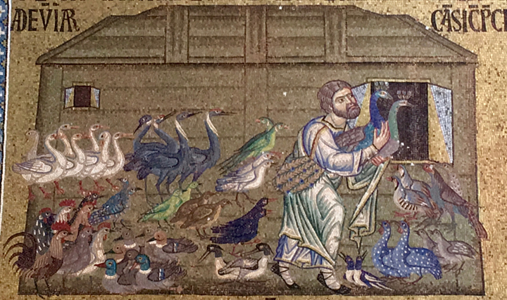 Noah's ark in the mosaics in St. Mark's church in Venice, Detail of the birds