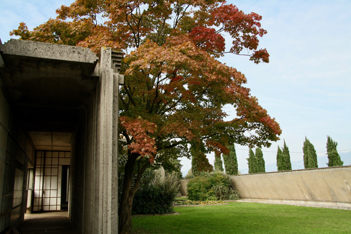 Brion Tomb designed by Carlo Scarpa, the lawn and the chapel