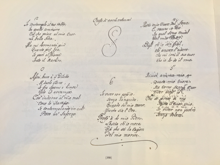 The handwritten text of a boat song, Venice, 1740s