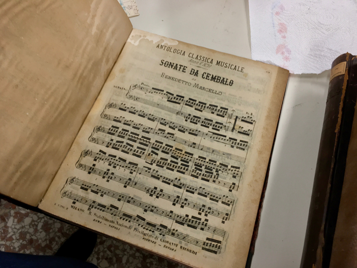 Sonate da Cembalo by Benedetto Marcello, a book of the Music Conservatory's Library in Venice to be restored after the floods